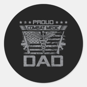 Proud Combat Medic Dad Flag USA Family Matching Classic Round Sticker