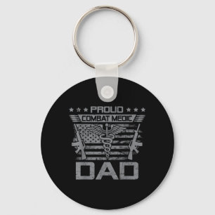 Proud Combat Medic Dad Flag USA Family Matching Key Ring