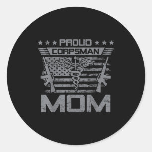 Proud Corpsman Mom Flag Usa Family Matching  Classic Round Sticker