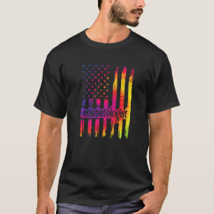Proud Cosmetologist Us Flag Cosmetology Beautician T-Shirt