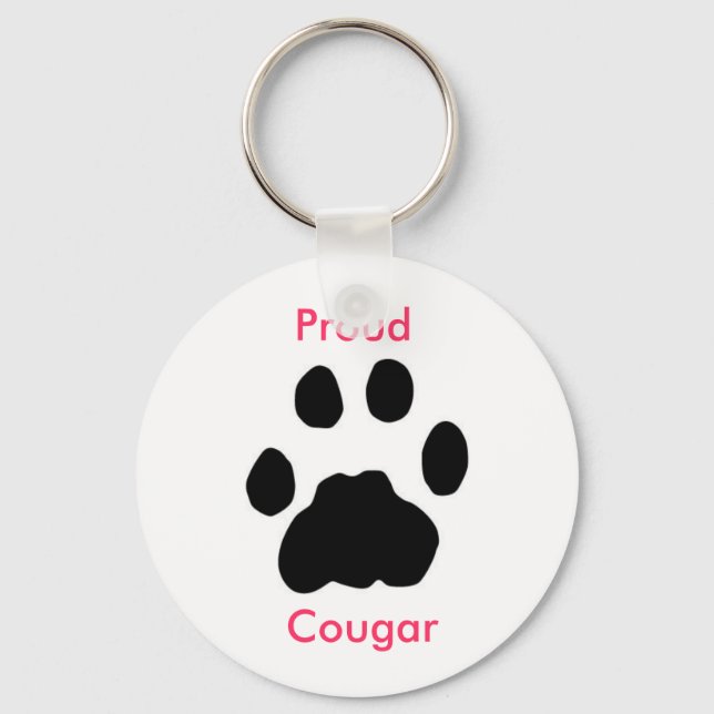 Proud Cougar with paw print Key Ring (Front)