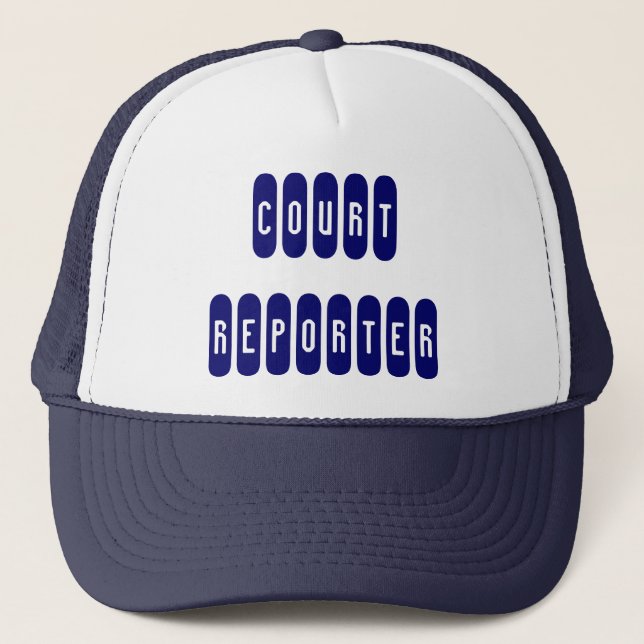 Proud court reporter navy blue white letter hat (Front)