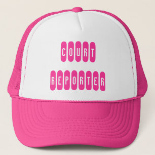 Proud Court Reporter pink white letter hat