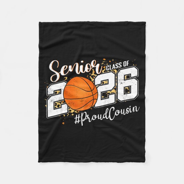 Proud Cousin 2026 Senior Basketball Graphic Art Fleece Blanket (Front)