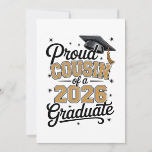 Proud Cousin Of A 2026 Graduate Gold Graduation Invitation