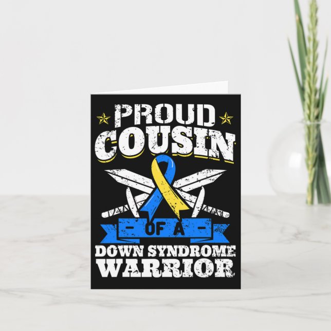 Proud Cousin Of A Down Syndrome Warrior Down's Tri Card (Front)