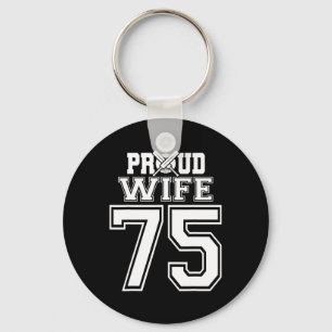 Proud Cricket Wife Number 75 Key Ring