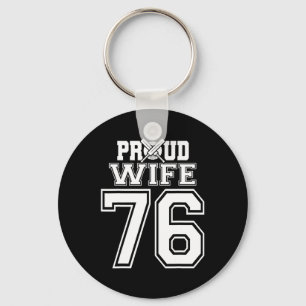 Proud Cricket Wife Number 76 Key Ring