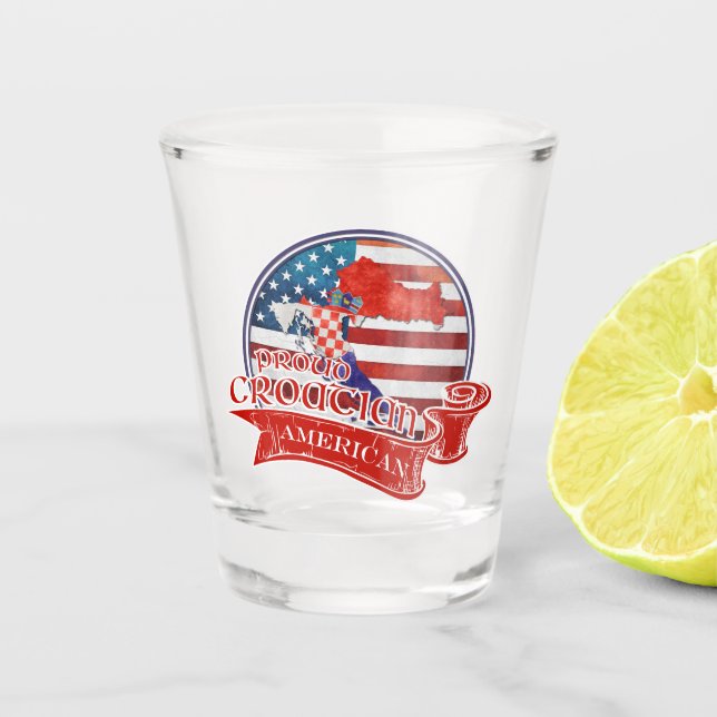 Proud Croatian American Shot Glass (Front)