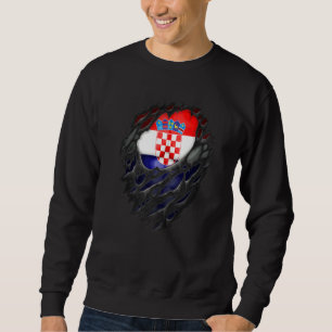 Proud Croatian Roots Heritage Torn Ripped Croatia Sweatshirt