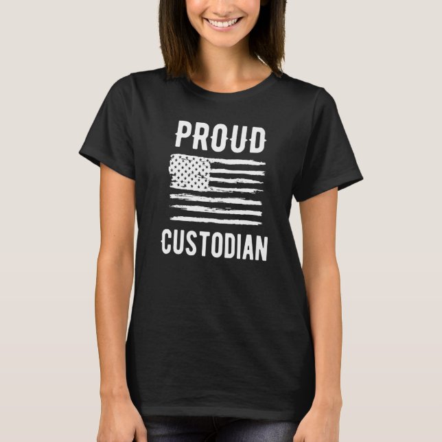 Proud Custodian Profession American Flag Premium T-Shirt (Front)