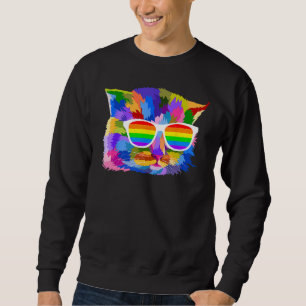 Proud Cute Cat Pride LGBT Transgender Flag Heart G Sweatshirt
