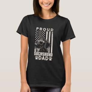 Proud Dachshund Dad American Flag Patriotic Dog Lo T-Shirt