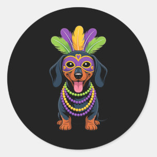 Proud Dachshund Mardi Gras Dog Lovers Funny Classic Round Sticker