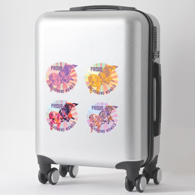 Proud Dachshund Momala Sticker Set of Four (Suitcase)