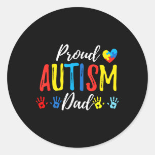 Proud Dad Autism Awareness Family Matching Shirt Classic Round Sticker