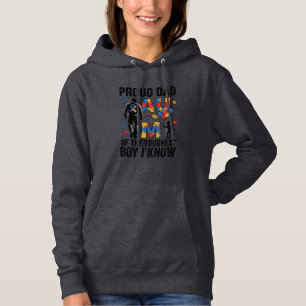 Proud Dad Autism Toughest Boy Vintage Vector Desig Hoodie