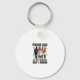 Proud Dad Autism Toughest Boy Vintage Vector Desig Key Ring