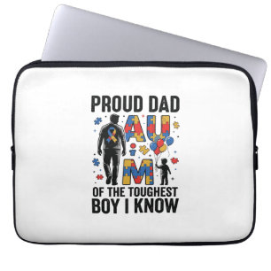 Proud Dad Autism Toughest Boy Vintage Vector Desig Laptop Sleeve