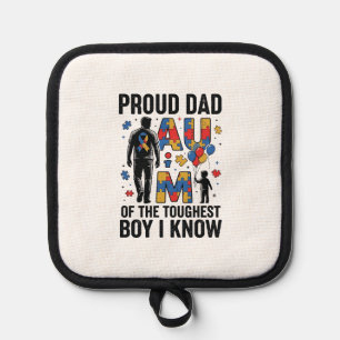 Proud Dad Autism Toughest Boy Vintage Vector Desig Pot Holder