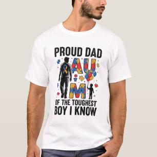 Proud Dad Autism Toughest Boy Vintage Vector Desig T-Shirt