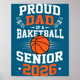 Proud Dad Basketball Senior 2026 Illustration Poster