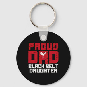 Proud Dad Black Belt Daughter Funny Karate Dad Fat Key Ring