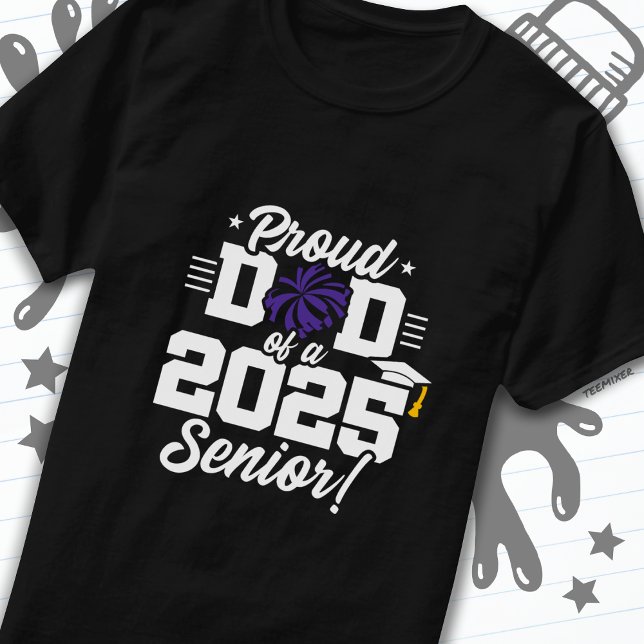 Proud Dad Cheerleader Class of 2025 Cheer Senior T-Shirt (Creator Uploaded)