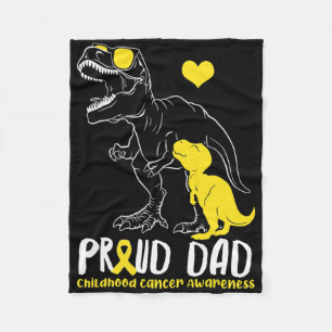 Proud Dad Childhood Cancer Awareness Dinosaur Dadd Fleece Blanket