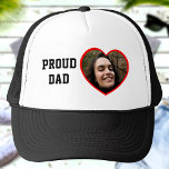 Proud Dad Custom Photo Text Heart Personalised Trucker Hat<br><div class="desc">Upload a photo, customise the text, and create your personalised baseball hat easily. Click EDIT DESIGN, then select text to change the text colour or size. You can TRANSFER this DESIGN on other Zazzle products and adjust it to fit most Zazzle items. Standard Studio designs are made in high-resolution graphics...</div>