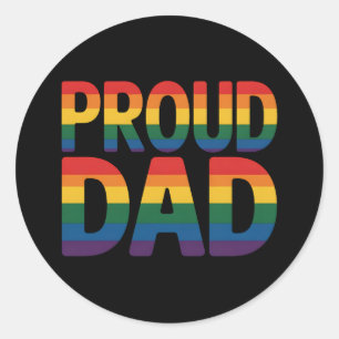 Proud Dad Family LGBTQ Gay Pride Ally Rainbow Classic Round Sticker
