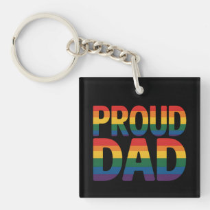 Proud Dad Family LGBTQ Gay Pride Ally Rainbow Key Ring