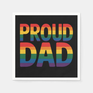 Proud Dad Family LGBTQ Gay Pride Ally Rainbow Napkin