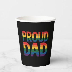 Proud Dad Family LGBTQ Gay Pride Ally Rainbow Paper Cups