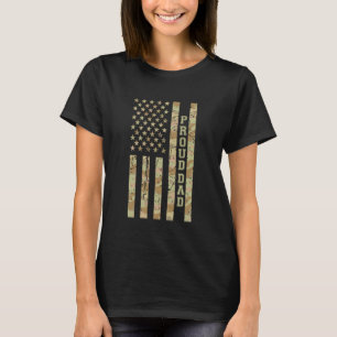 Proud Dad Father Family Desert Camo Distressed Ame T-Shirt