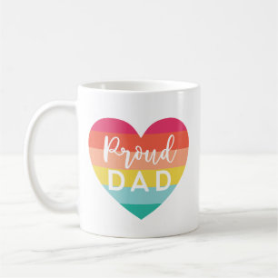 Proud Dad Gay Pride Colourful Rainbow Heart Coffee Mug