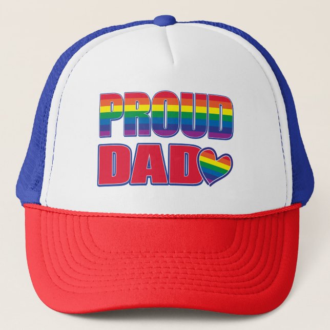 Proud Dad Gay Pride Trucker Hat (Front)