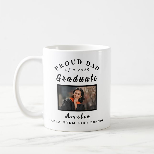 Proud Dad Graduation 2025 Custom Photo Gift  Coffee Mug (Left)