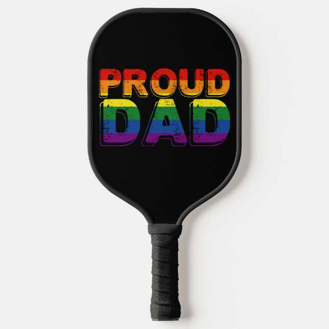 Proud Dad LGBT Parent Gay Pride Dad Pickleball Paddle (Front)