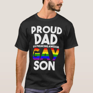 Proud Dad LGBTQ Ally Free Dad Hugs Pride Gay Son T-Shirt