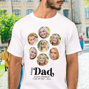 Proud DAD Modern Custom 7 Photo Collage Graduation T-Shirt