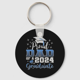 Proud Dad Of 2024 Graduate Awesome Family College Key Ring