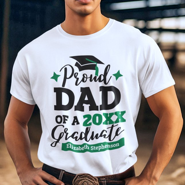 Proud Dad of a 2022 graduate black green cap name T-Shirt (Creator Uploaded)
