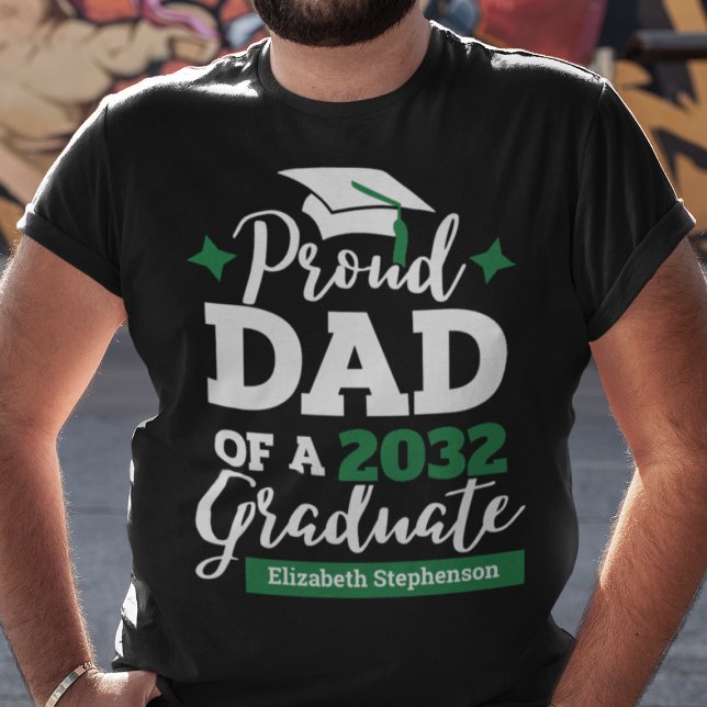 Proud Dad of a 2023 graduate black green cap name T-Shirt (Creator Uploaded)
