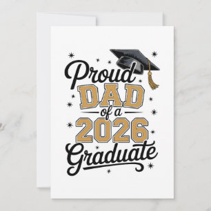 Proud Dad Of A 2026 Graduate Gold Graduation Invitation