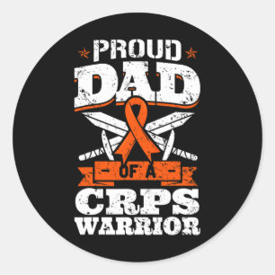 Proud Dad Of A CRPS Warrior RSD Awareness Ribbon R Classic Round Sticker
