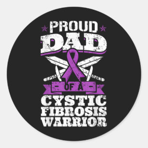 Proud Dad Of A Cystic Fibrosis Warrior Awareness Classic Round Sticker