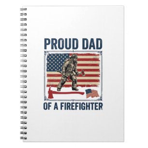 Proud Dad of a Firefighter Vintage Flag Vector_1 Notebook