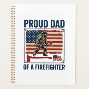 Proud Dad of a Firefighter Vintage Flag Vector_1 Planner