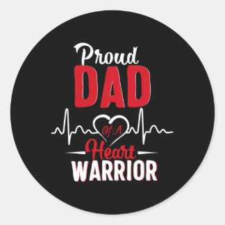 Proud Dad Of A He Warrior Chd Awareness Classic Round Sticker